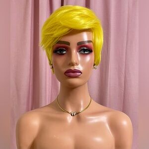 Short Pixie Cut w/ Bangs - Yellow Cosplay Style - Heat-Resistant Synthetic Wig